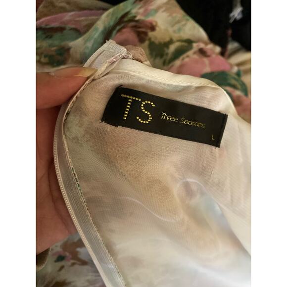 TS Three Seasons Women's Maxi Dress Size L Chiffon Floral Pink - Picture 5 of 10